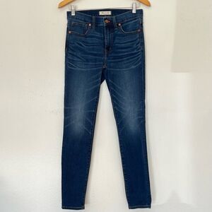 Madewell 9” High Rise Skinny Jeans 27 Medium Blue Denim Whiskers 27.5” Inseam